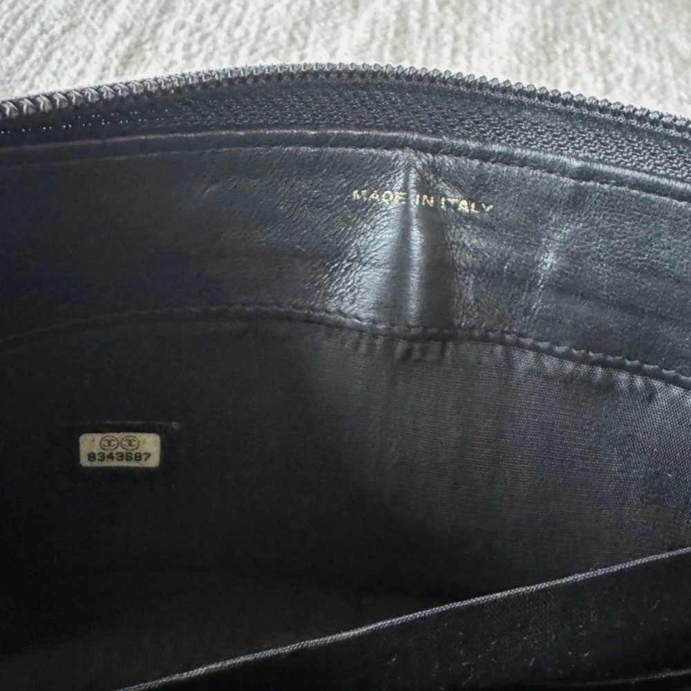 Vintage CHANEL Black Caviar Leather Zip Around Wallet‎ Coin Card Holder Pouch - Picture 5 of 8